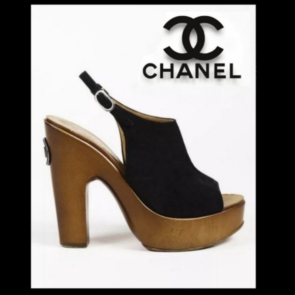 Like New! Chanel Suede Slingback Platform Heels! - Picture 1 of 5